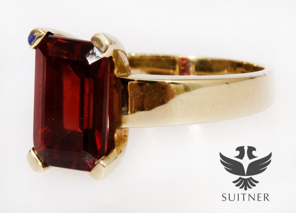 Moderner Granat Ring Ring aus Gold Gr. 57 Rot Böhmen Bohemia