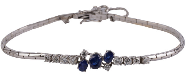 Vintage Luxus 2,40ct. Saphir Brillanten Armband 750 Weißgold Cornflower Blue