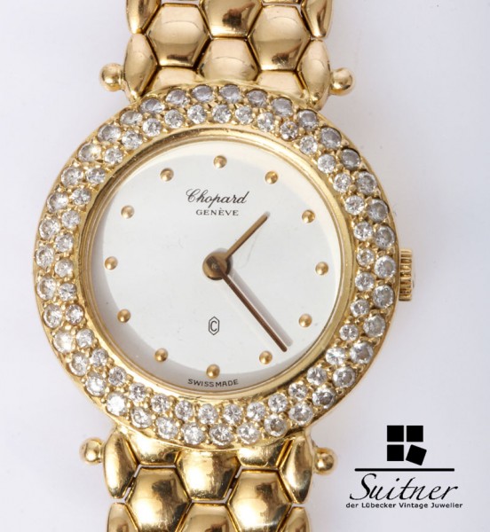 Chopard Uhr 1,00ct Brillanten lupenrein 750 Gold mit Box Classic Happy Imperial