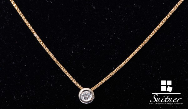 Collier Anhänger brillant Solitär ca. 0,10 ct 585 Gold