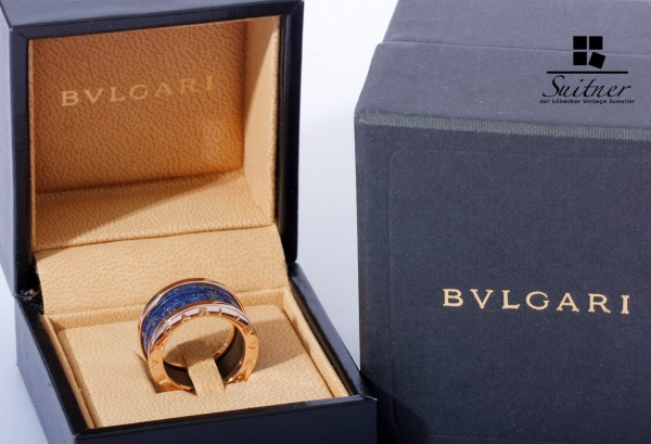 Bvlgari B. Zero Ring 750 Roségold Blau Marmor Keramik Gr. 53 mit Box