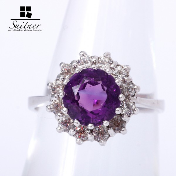 Ring Amethyst Weißgold Zirkonia 333 Gr. 53