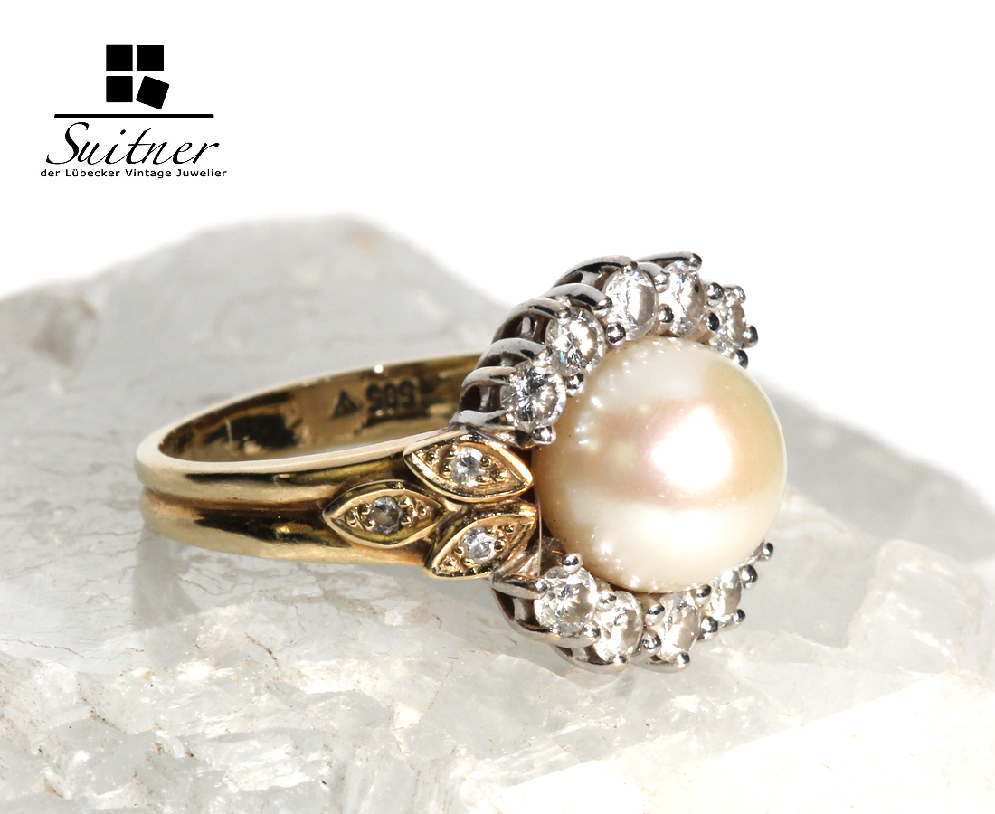 Goldring Mit Perle Und Brillanten