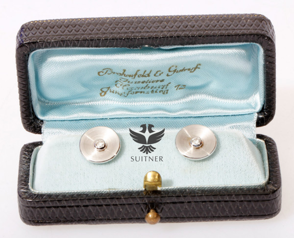 Art Deco Manschettenknöpfe 750 Weißgold Brillant Rund Brahmfeld Hamburg