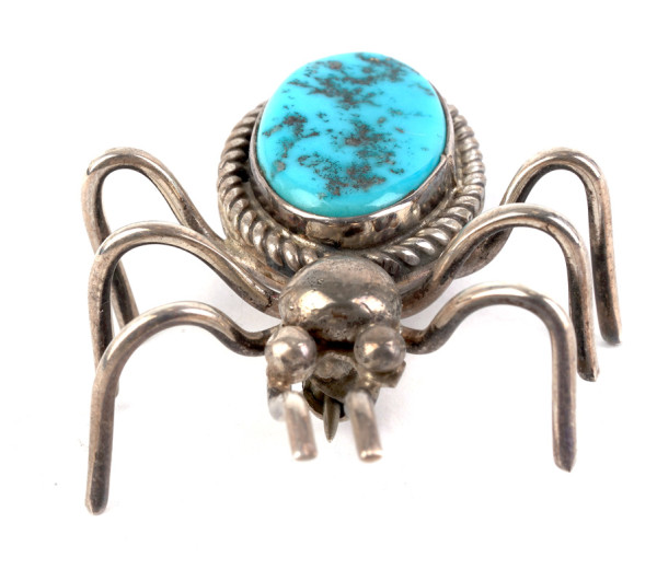 Brosche Spinne Türkis 925 Silber Navajo Schmuck