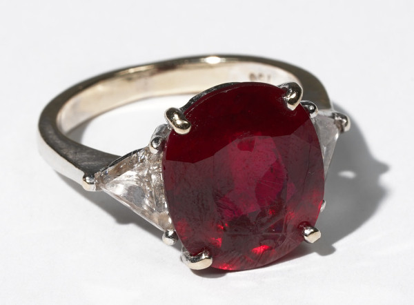 antiker 10,58ct. Rubin Diamant Ring Taubenblut Ruby 750 Weißgold Sunrise Art Deco