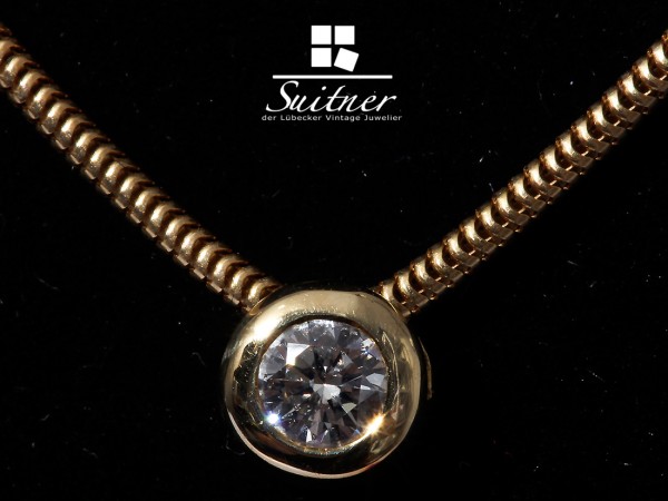 Kette 585 Gold Solitär Brillant ca. 0,20 ct. Zertifikat