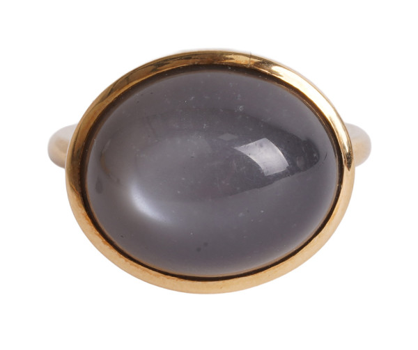 Unikat Ring aus 750 Gold mit 16,21ct. Cashmir Mondstein Grey Cabochon