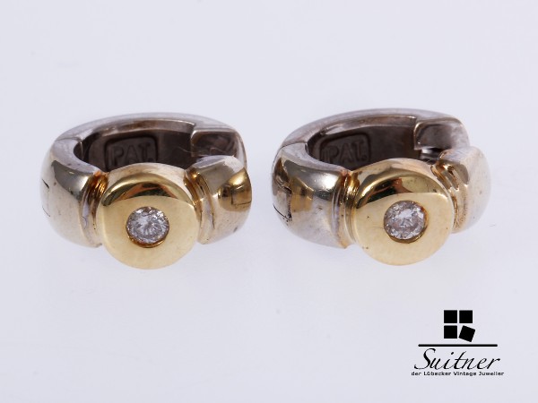 Creolen 2 Brillanten zus. ca. 0,10 ct 585 Gold