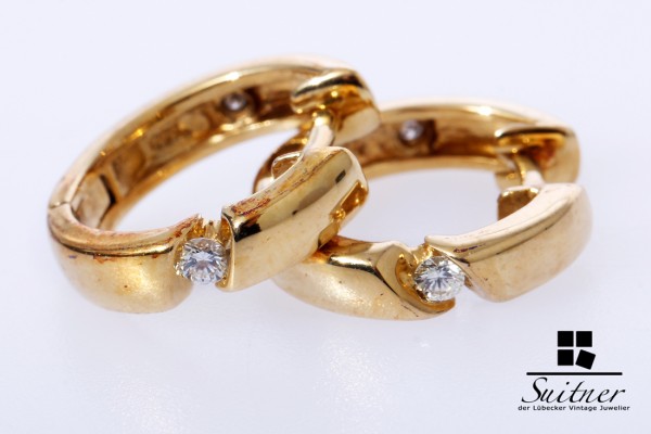 traumhafte klassische Creolen mit Brillanten 585 Gold