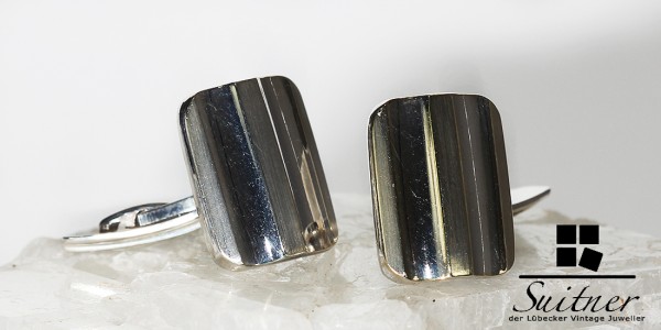 Art Deco Manschettenknöpfe aus 835 Silber und Gold Goldfront klares Design