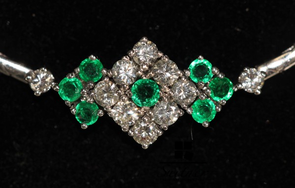 Schmuckset Armband Ring Collier Smaragd Weißgold 585 Brillant zus. über 2,00 ct.