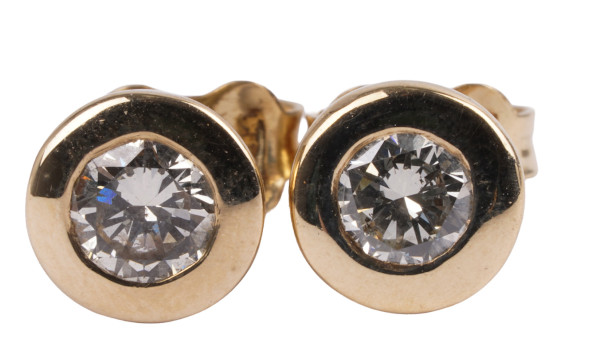 klassische 0,50ct Solitär Ohrringe aus 585 Gold mit Brillanten - Klassiker Stecker