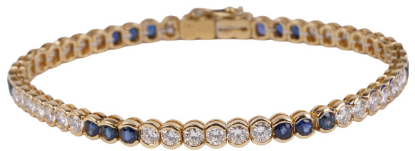 Luxus 7,43ct Brillant Saphir Tennisarmband 750 Gold TW VVSI cornflower blue