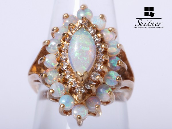 Opal Brillant Ring 585 Gelbgold Gr. 53