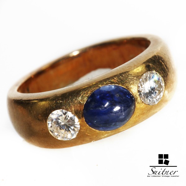Luxus pur - 3 Stein Bandring Saphir und Brillanten in 750 Gold