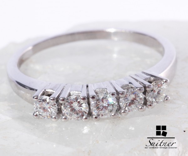 wertvoller Memory Alliance Ring Brillanten ca. 0,75ct 585 Weißgold Gr 62