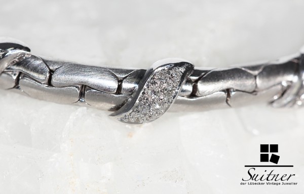modernes Armband 750 Weißgold mit Diamanten sportlich elegant mattiert
