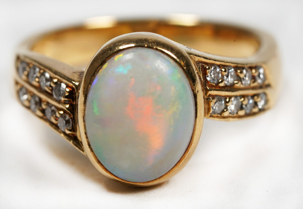 wertvoller Unikat Ring mit Opal Brillant aus 750 Gold Handarbeit