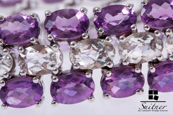 prächtiges Harry Ivens Armband Amethyst 925 Silber rhodiniert 19 cm