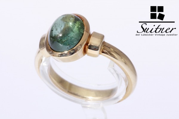 grüner Turmalin Ring Verdelith ca. 3,5 ct. 750 Gold Gr. 58