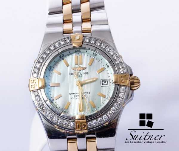 Breitling Lady Starliner mit Brillanten und Perlmutt B71340 Stahl Gold MOP