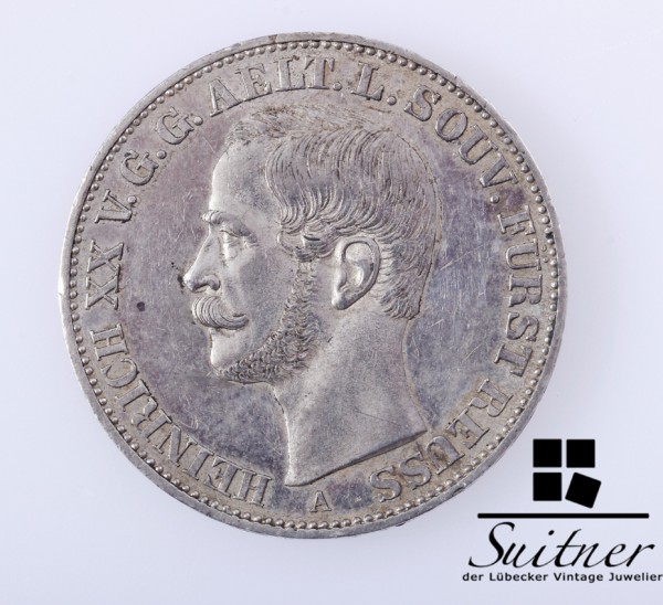Heinrich Fürst Reuss 1858 A SS / VZ Vereinsthaler Pfund fein Thaler SELTEN
