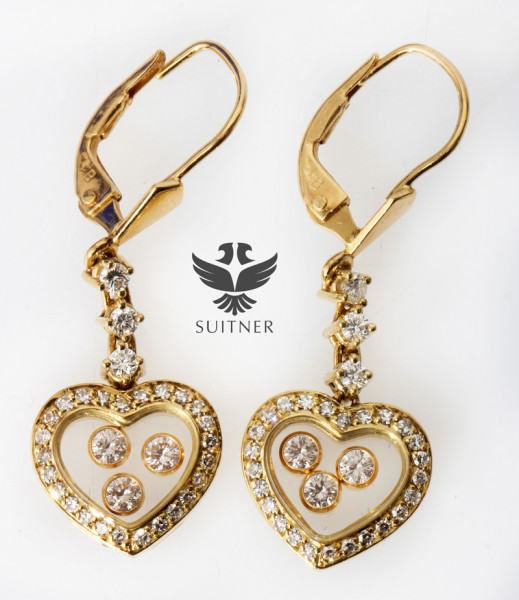 Chopard Happy Diamonds Ohrhänger Herz 750 Gold Diamanten selten