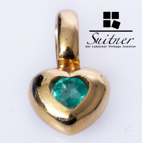 wertvoller Smaragd Herz Anhänger aus 750 Gold Grün Emerald