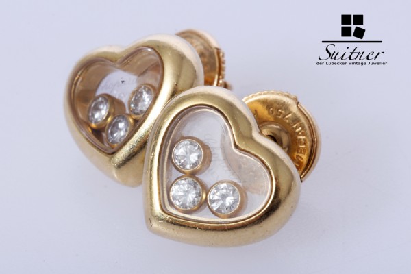 Chopard Happy Diamonds Ohrringe Brillant 0,39 ct 750 Gold mit Papieren