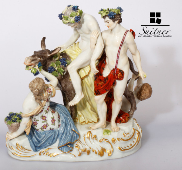 Meissen Figur Selen auf Esel, Ernst August Leuteritz 19. Jh. sehr selten