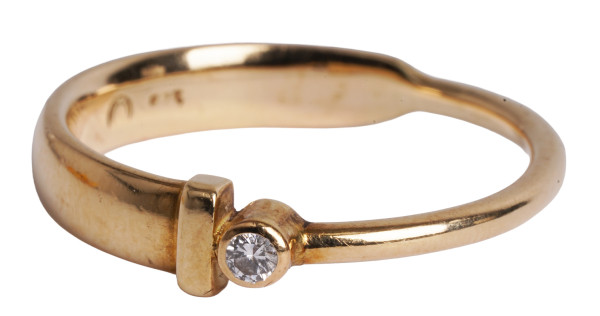 moderner Unikat Ring aus 585 Gold mit Brillant Gr. 60 - zeitlose Eleganz
