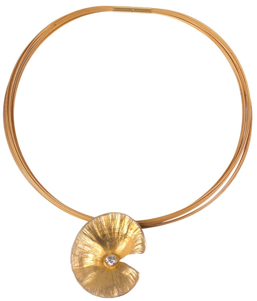 Unikat 1,00ct. XL Seerose Collier aus 925 Silber Gold vergoldet Blüte floral Lübeck