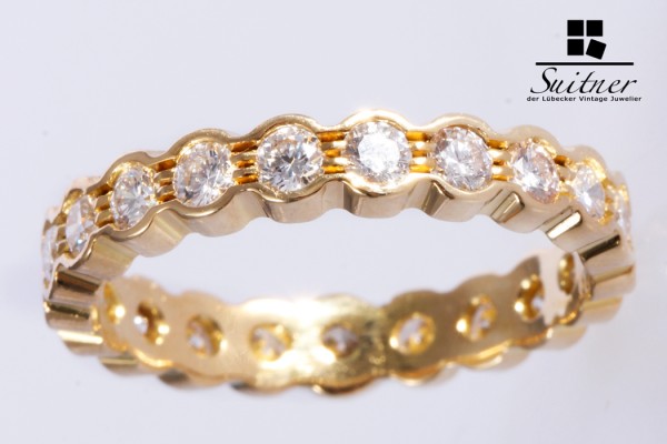 hochwertiger Memoire Ring mit ca. 1,26 ct 750 Gold Gr. 57 moderner Luxus