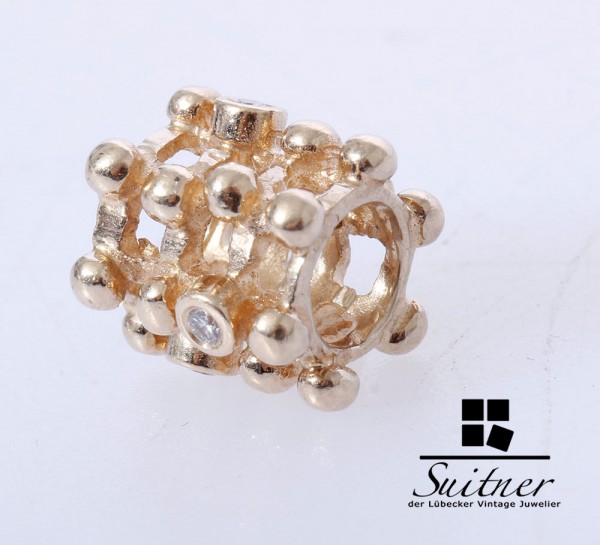 Pandora Charm Matrix 585 Gold mit Steinbesatz Beads Brillant