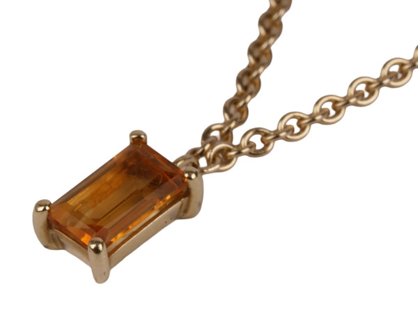 feines zeitloses Citrin Armband aus 585 Gold - Honiggelb Baguette Schliff