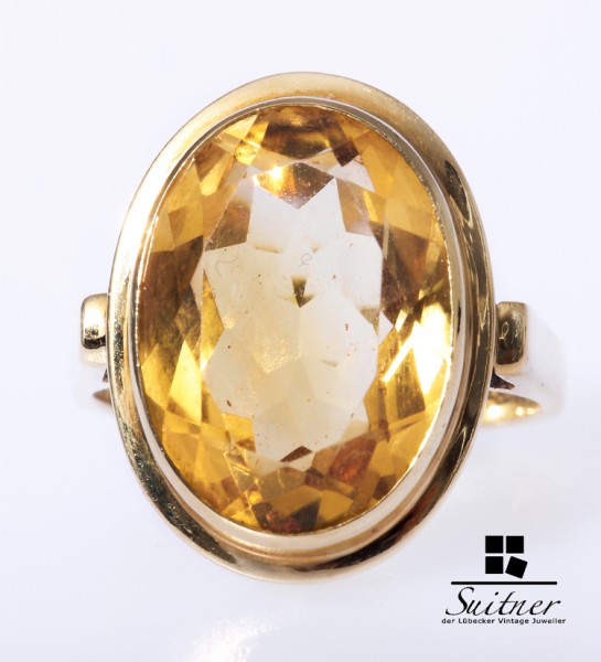 Ring Citrin ca. 10 ct. 585 Gold Gr. 59,5