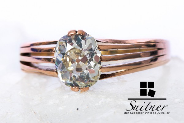 antiker Diamant Ring ca.1,80ct 585 Gold Gr. 61 Altschliff von enormer Größe