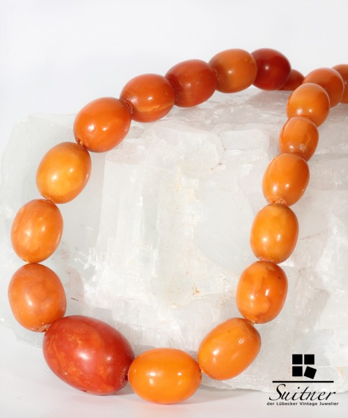 antike Bernstein Butterscotch Oliven Kette - real Amber big Prayer Beads