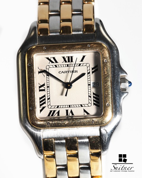 Cartier Panthere Jumbo Modell Stahl / Gold mit 3 Reihen Gold TOP Luxusausführung