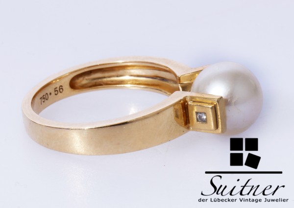 feiner Jette Joop Ring mit Akoya Perle und Diamant aus 750 Gold Gr. 56