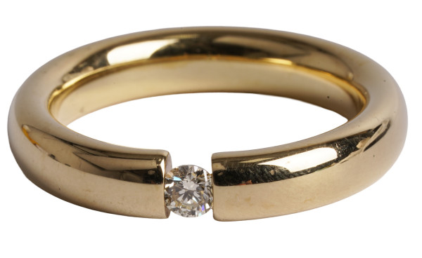 zeitloser Spannring Brillant Ring 0,15ct aus 585 Gold Gr.60