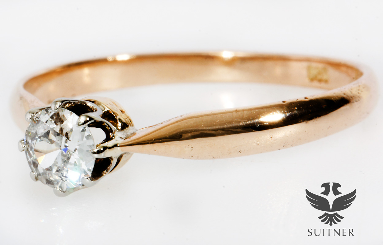 Vintage Verlobungsring Weißgold-Finish 2 Kt Rund Diamant Hochzeit Ring Art Déco