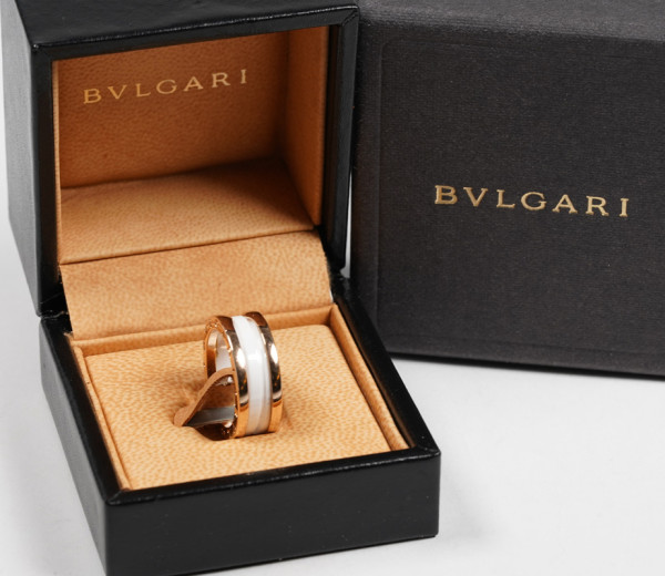 Bvlgari B. Zero Ring weiße Keramik 750 Roségold Gr. 56 in Box - Top Zustand