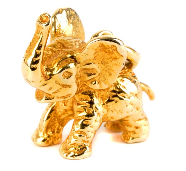 massives Unikat 3D Elefant aus 585 Gold Handarbeit Anhänger - plastisch