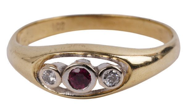 zeitloser Rubin Ring mit Diamanten aus 585 Gold - fine Ruby Gr. 59