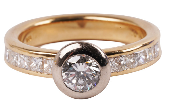 Luxus Solitär Ring Brillant Diamanten 1,10ct 750 Gold Gr. 54,5 Princess Cut Verlobung