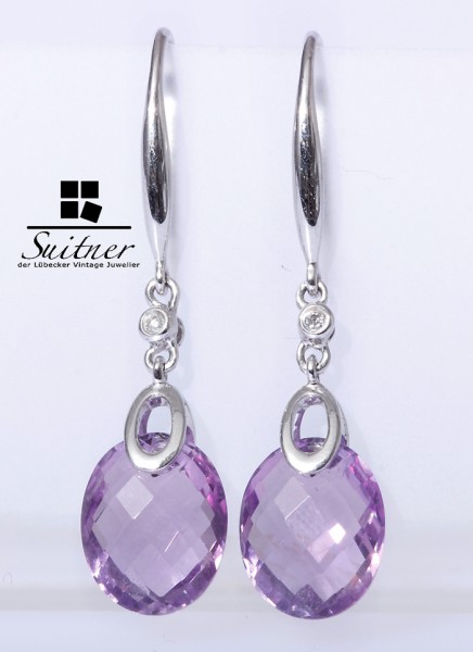 Amethyst Ohrringe 750 Weiß Gold