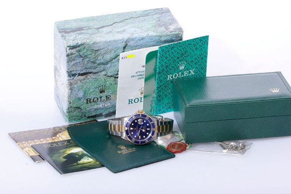Rolex Submariner 16613 Stahl/Gold Full Set aus 2001 LC100 Papiere Anker K Serie