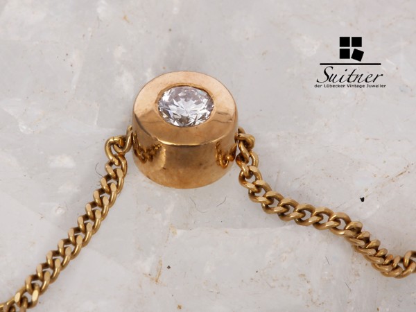 Brillant Anhänger 0,10 ct mit Kette 585 Gelbgold Solitär Klassiker Reiter